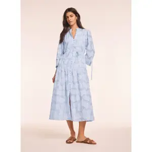 Mint Velvet Blue Cotton Floral Shirt Midi Dress